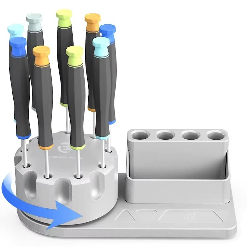 TE-193 360 ° Rack di stoccaggio per organizer rotante per cacciavite per riparazione telefono cellulare Custodia per parti di organizzazione da tavolo Strumento magnetico