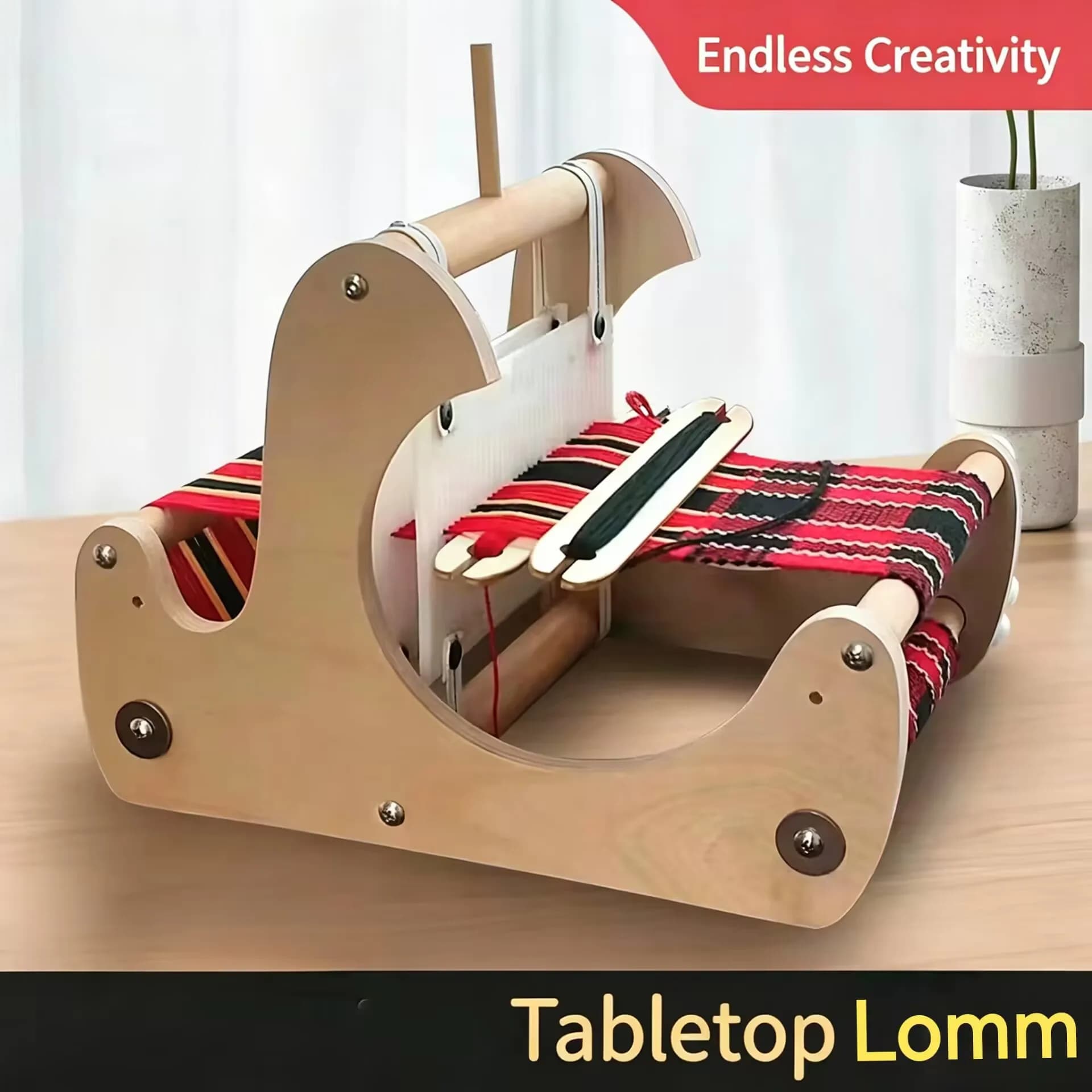 Desktop Traditional Mini Loom for Kids & Adults, Solid Wood DIY Hand Weaving Machine, Educational Craft Teaching