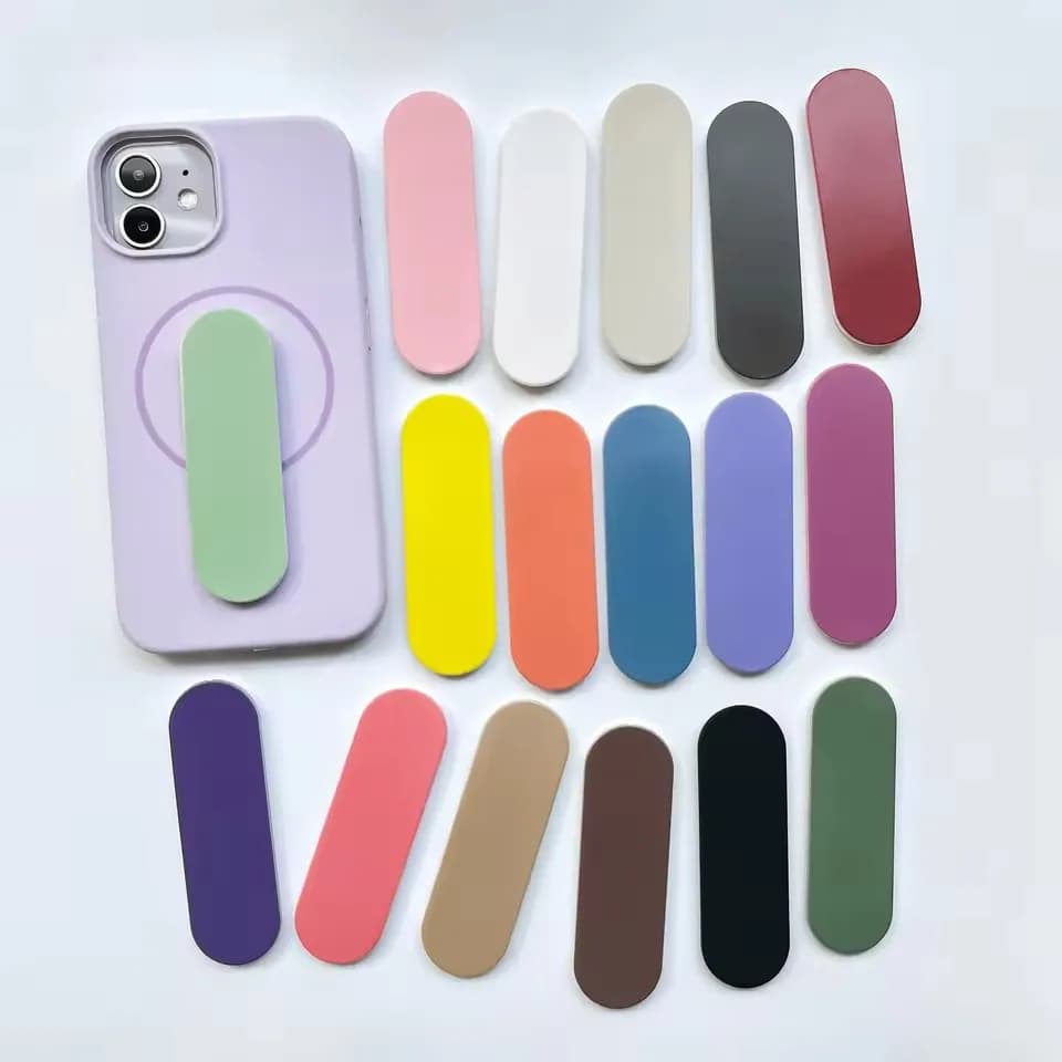 Simple Macaron Solid Color Slim Push-Pull Phone Grip Holder Back Adhesive Phone U-shaped Desktop Support Anti Drop Finger Strap