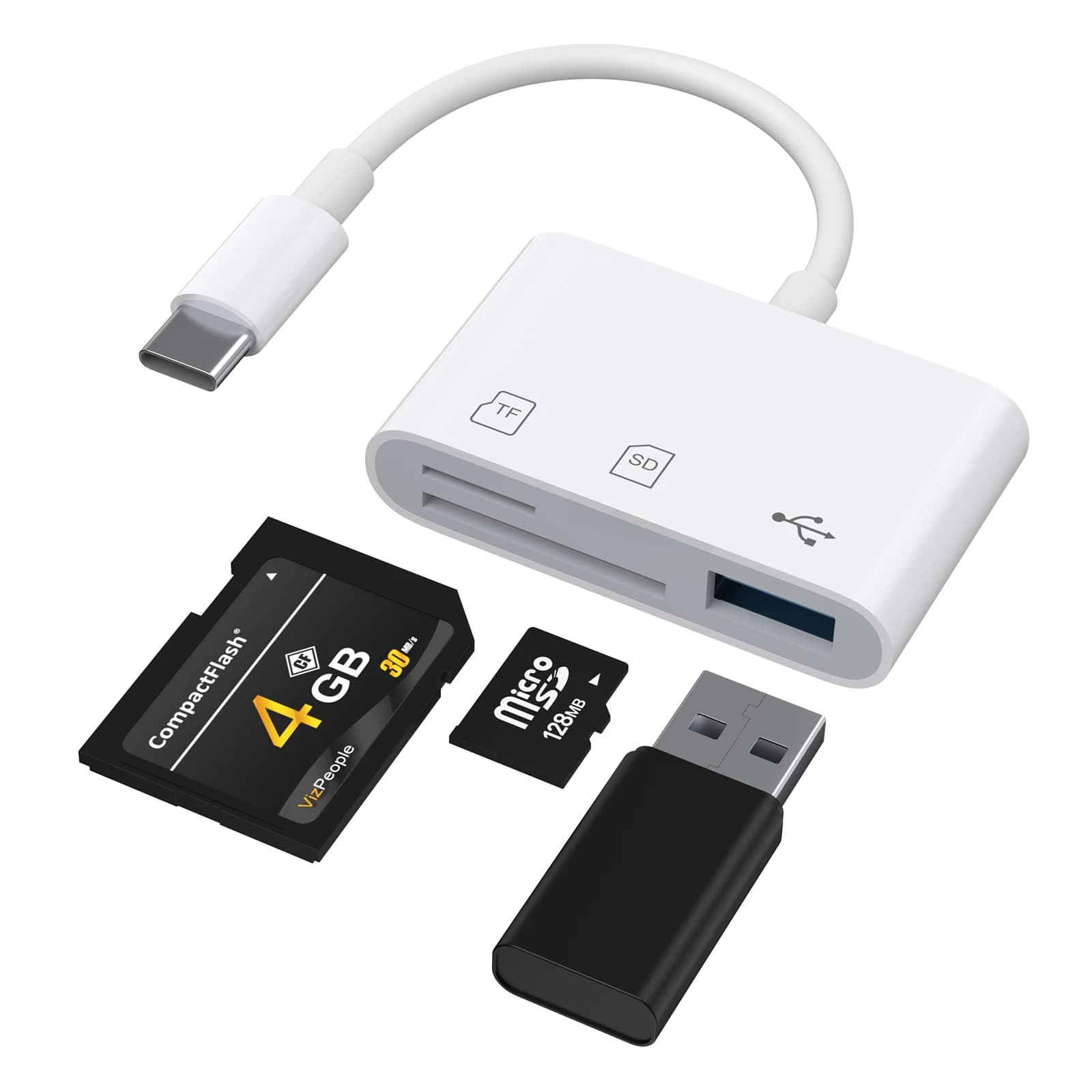 Adattatore per lettore di schede di memoria SD TF di tipo C con porta USB A Trasmettitore dati ad alta velocità per iPhone 15 16 Dispositivo MacBook Android USBC