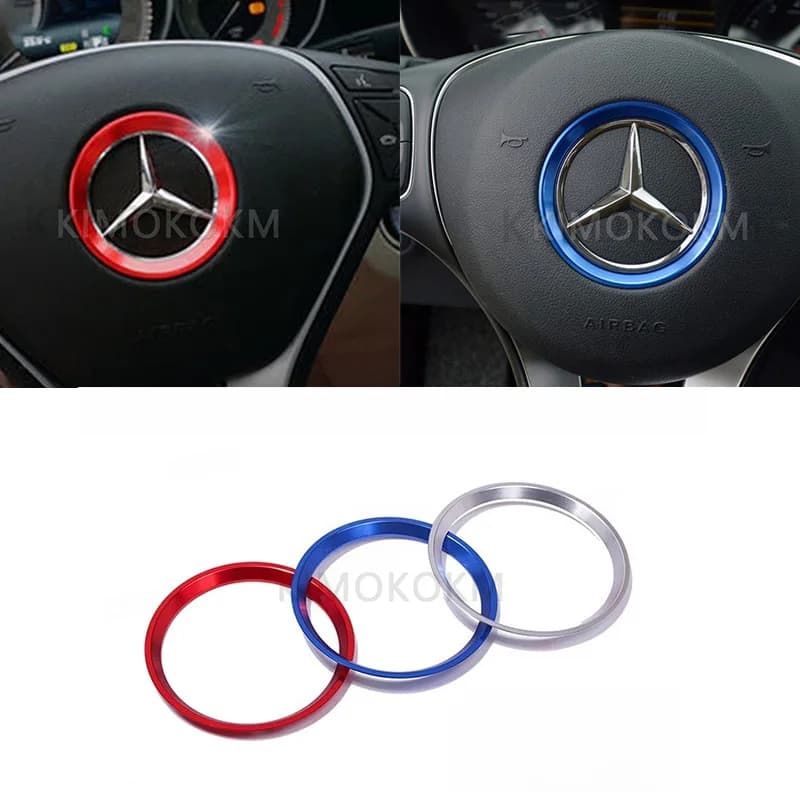 1PCS Steering Wheel Badge Decorative Ring Sticker For Mercedes-Benz A B C E S GLS GLC CLA GLA GLE-class Center Decoration Cover