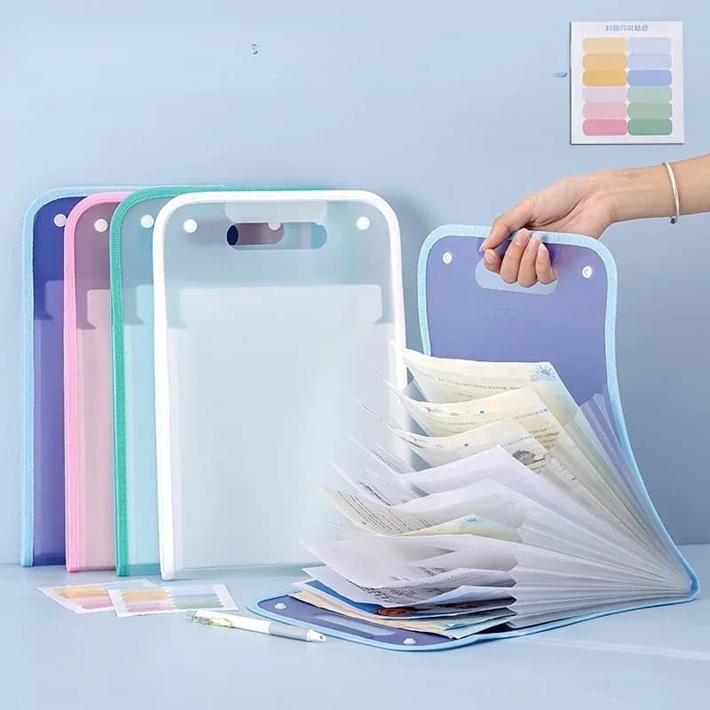 A4 Portable Vertical Organ Bag Thickened PP Translucent Folder Student Test Paper Bag Data Storage File Bag