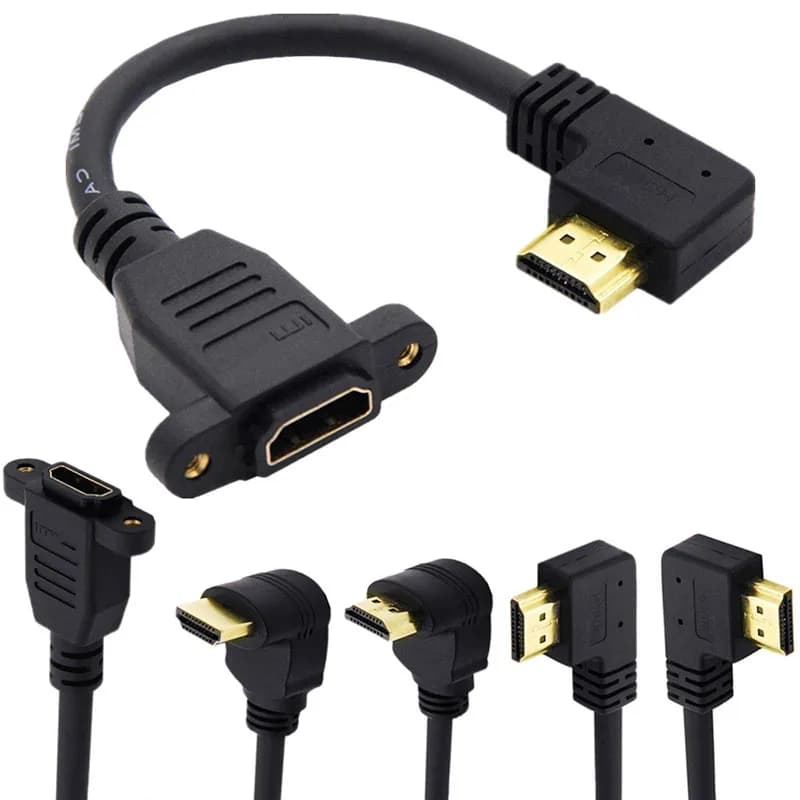 1 cavo HDMI compatibile con versione 2.0 Ultra High-Definition, 4K * 2K/60Hz da maschio a femmina con prolunga fissa e connettore angolato
