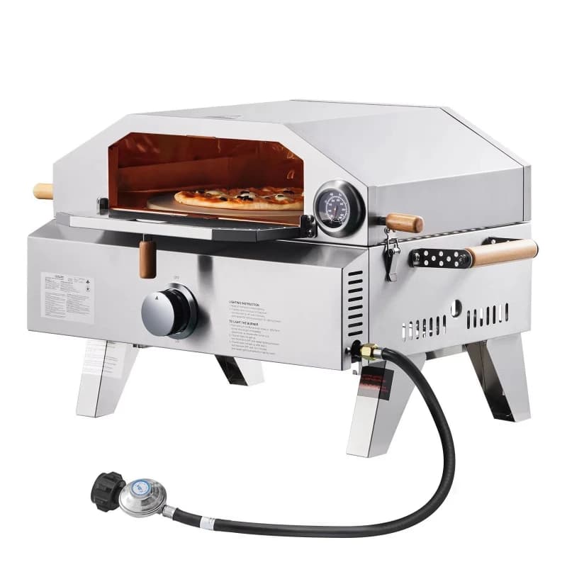 Portable Outdoor Pizza Grill for Backyard Camping 13-Inch Thickened Cordierite Pizza Stone with Built-in Thermometer Grill