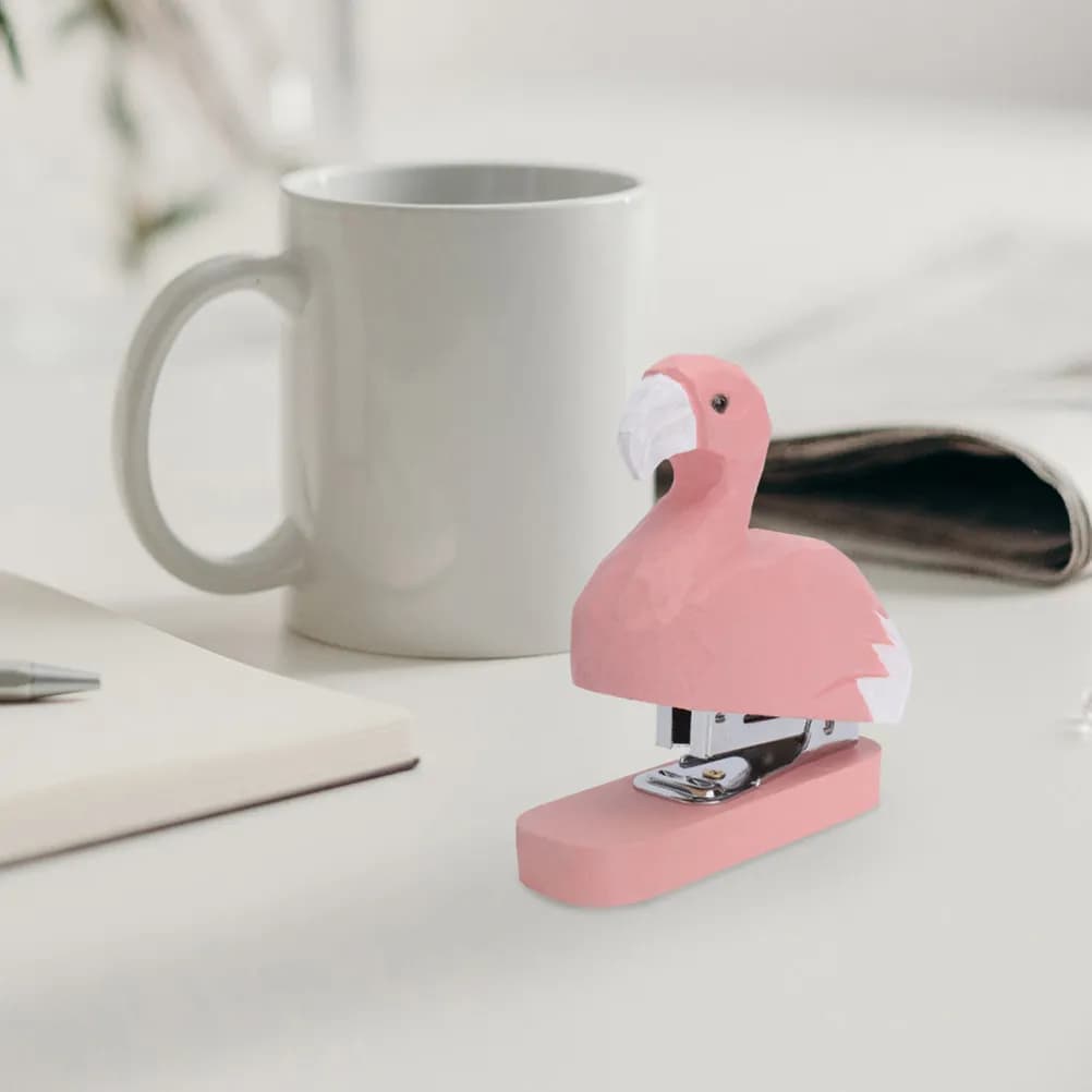 2 Pezzi Graffettatrice in Legno a Forma di Animale, Mini Graffettatrice Portatile per Ufficio, Scuola, Casa, Forniture da Scrivania, Divertenti Regali per Ufficio e Studenti