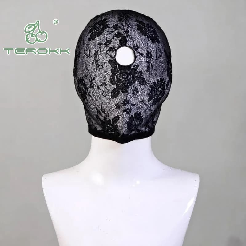 Maschera di pizzo nero alla moda Maschera per la testa sexy unisex Copertura elastica per il viso per copricapo per spettacoli di feste cosplay
