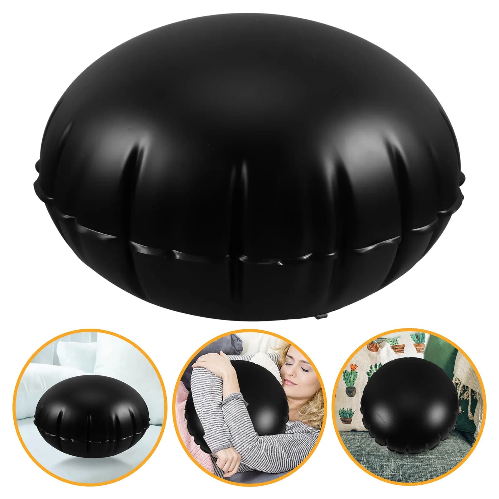 Cuscino da Viaggio Gonfiabile Portatile Rotondo Ispessito per Aereo, Compatto e Leggero, Supporto Lombare per Campeggio Esterno