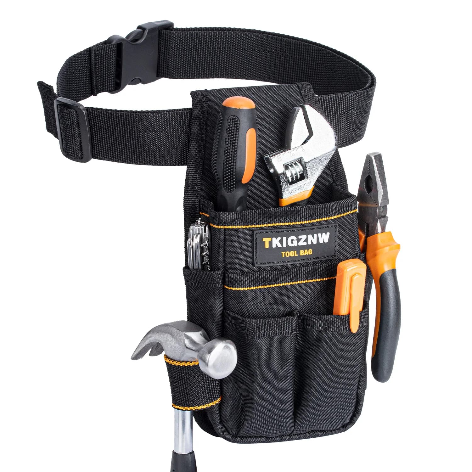 Borsa portautensili tascabile, 6 tasche e 9 anelli per cacciaviti, borsa portautensili resistente con cintura regolabile per elettricisti
