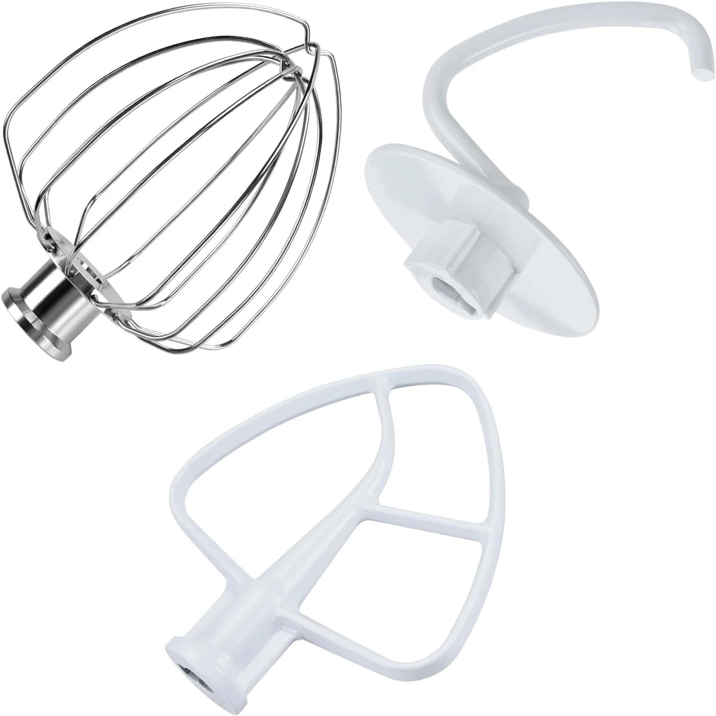 Kit di accessori da 3 pezzi per mixer KitchenAid da 4,5 Quart - Frusta a 6 fili in alluminio, frullino piatto e gancio per impastare, solo lavaggio a mano