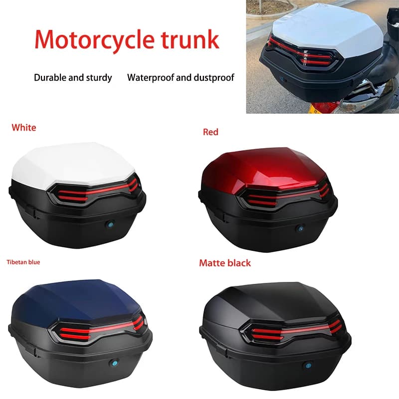 Scatola di coda per moto, scooter, stivali, baule, custodia solida in ABS + PP, per scatola di immagazzinaggio per casco completo, scatola di coda posteriore