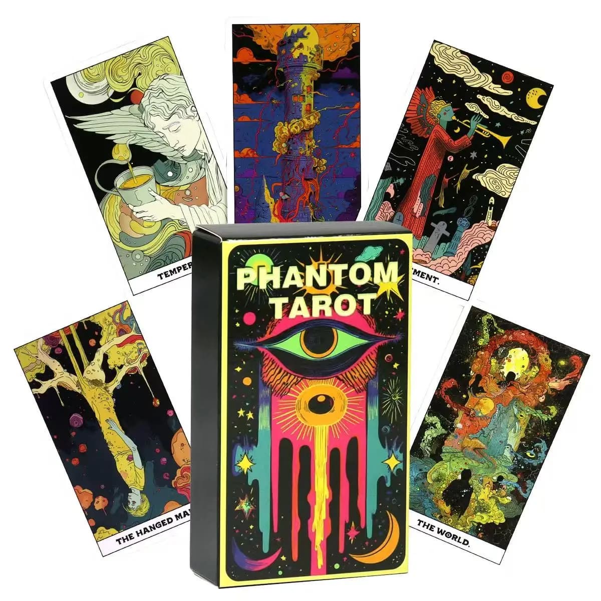Mazzo di tarocchi Phantom 78 carte dei tarocchi colorate basate sul sistema Rider Waite 10,3 * 6 cm
