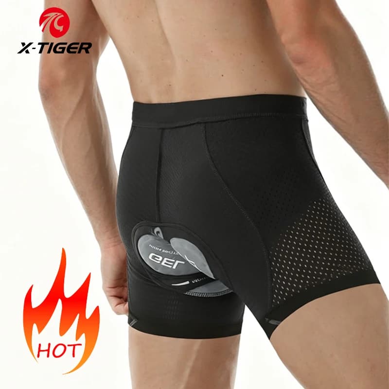 X-TIGER Men's Underwear Cycling Shorts Running Sports Shorts with Pillow 5D Casual Pants Road Bike Cycling Shorts for Mountain Bike