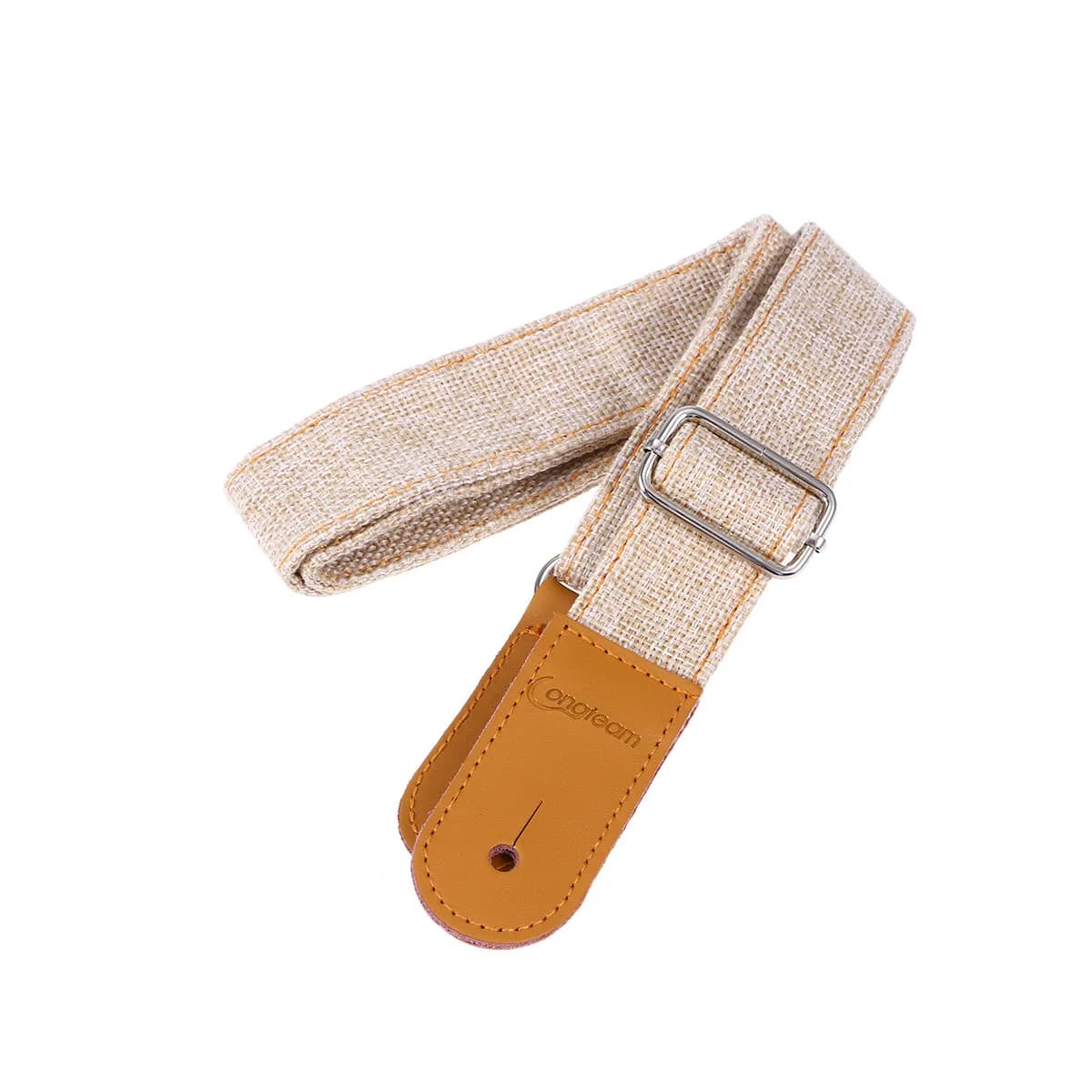 Tracolla per Ukulele in Cotone e Lino Beige, 1 Pezzo, con Cuciture Robuste e Fissaggio Sicuro per Chitarra o Ukulele