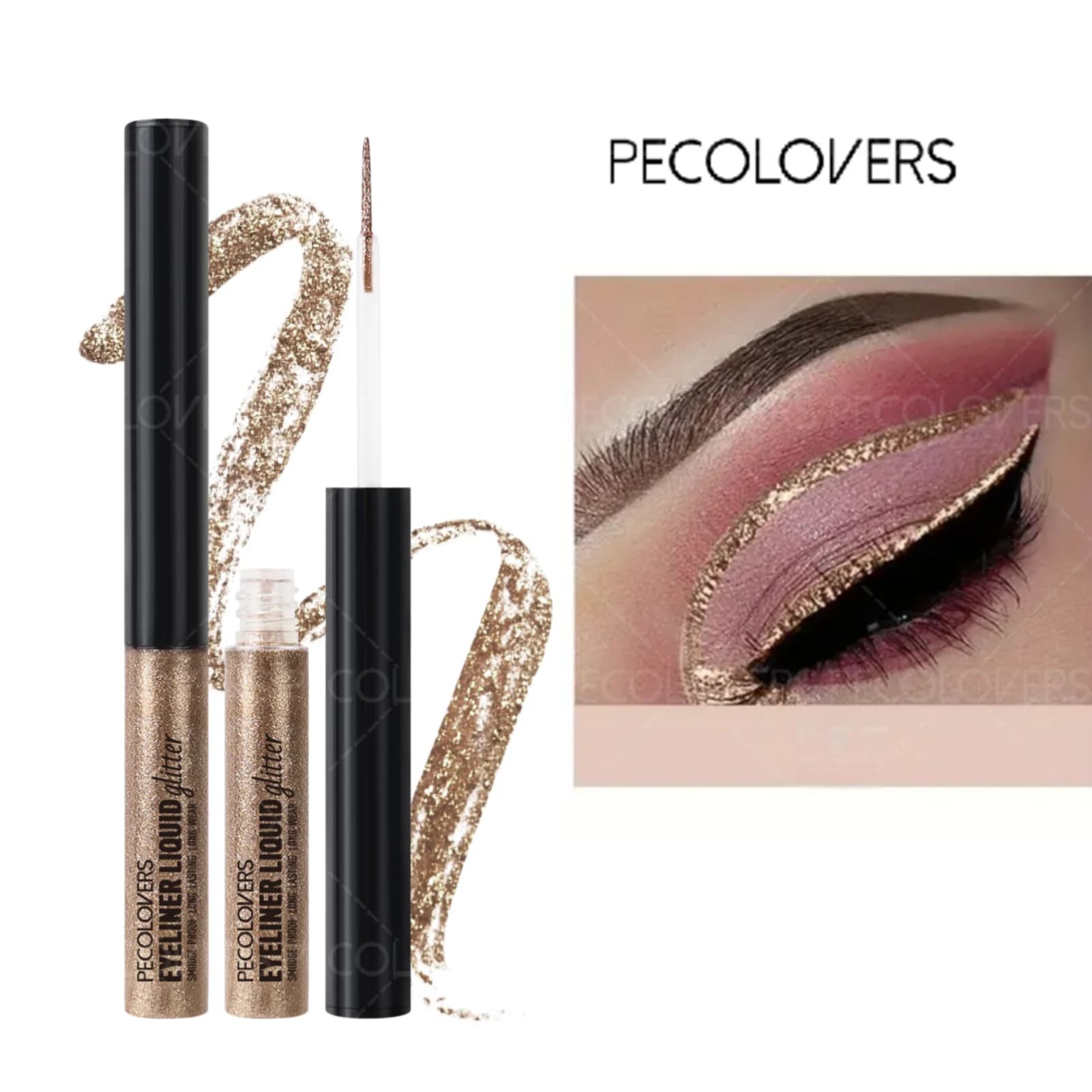 Eyeliner liquido e ombretto 2 in 1 da 1 pezzo: trucco occhi impermeabile a lunga durata e glitter