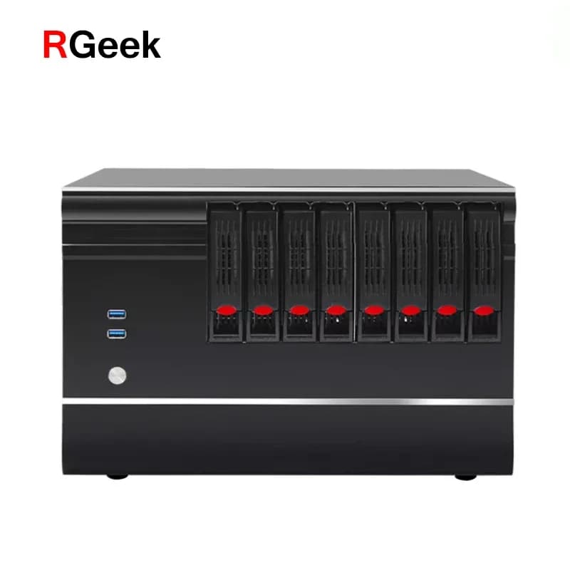 RGEEK HTPC 8 Bays NAS Cloud Storage Server case MATX MB Chassis Aluminum Cases