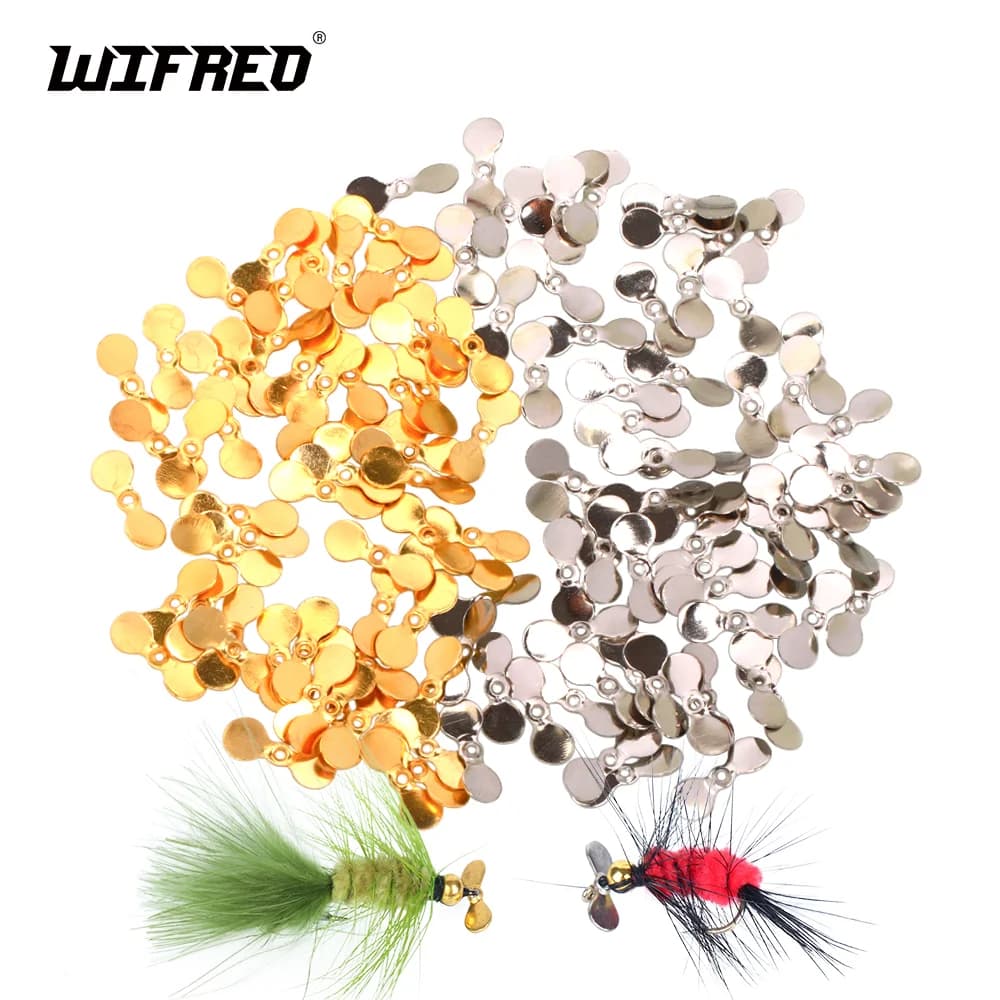 Wifreo 40 pz Turbo Elica Spinner Lama Rotante Lame In Metallo Per La Pesca Mosche Gancio Richiamo di Pesca Esca Accessori Attrezzatura