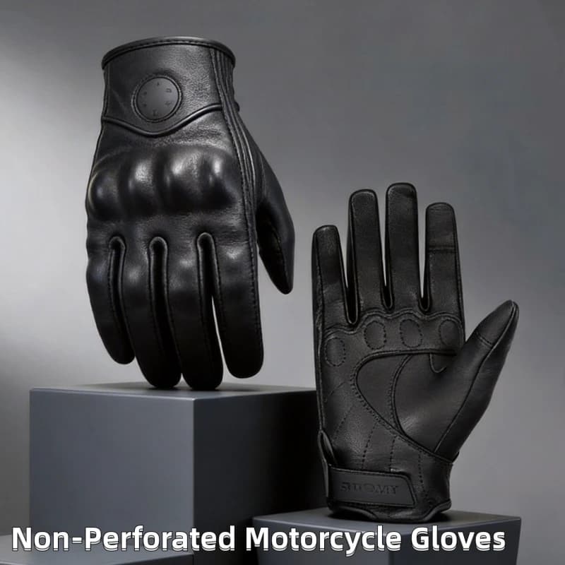 SUOMY Black Yellow Pink Brown Retro Leather Motorcycle Gloves Non-Perforated Hard Protection Touchscreen Riding Gear