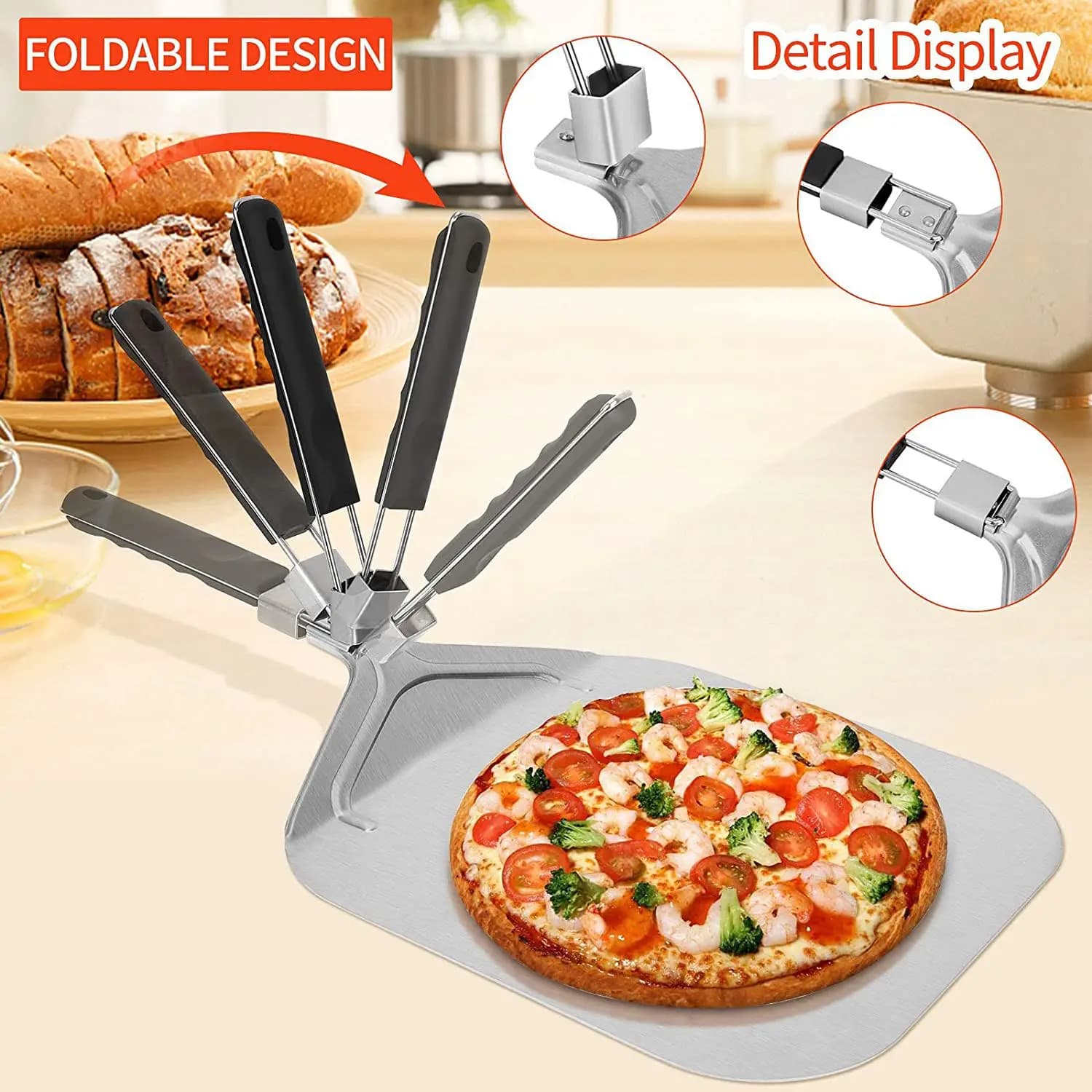 WSFS! Buccia per pizza pieghevole in alluminio per pietra per pizza, pala per pizza professionale per uso domestico per cuocere pizza e torte sul forno e alla griglia