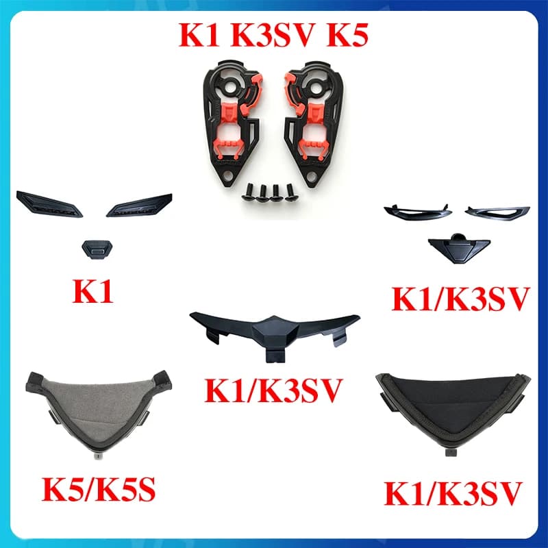 Parti del casco del motociclo per AGV K1 K3 K3SV K5 K5S Capacetes Fodera Pad Mento Protezione del naso Accessori di sfiato