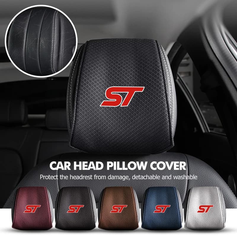 Car Seat Headrest Pillow Cover Auto Seat Head Pillow Cushion For Ford ST Focus Fiesta Ranger Escort Falcon Flex S-MAX Kuga