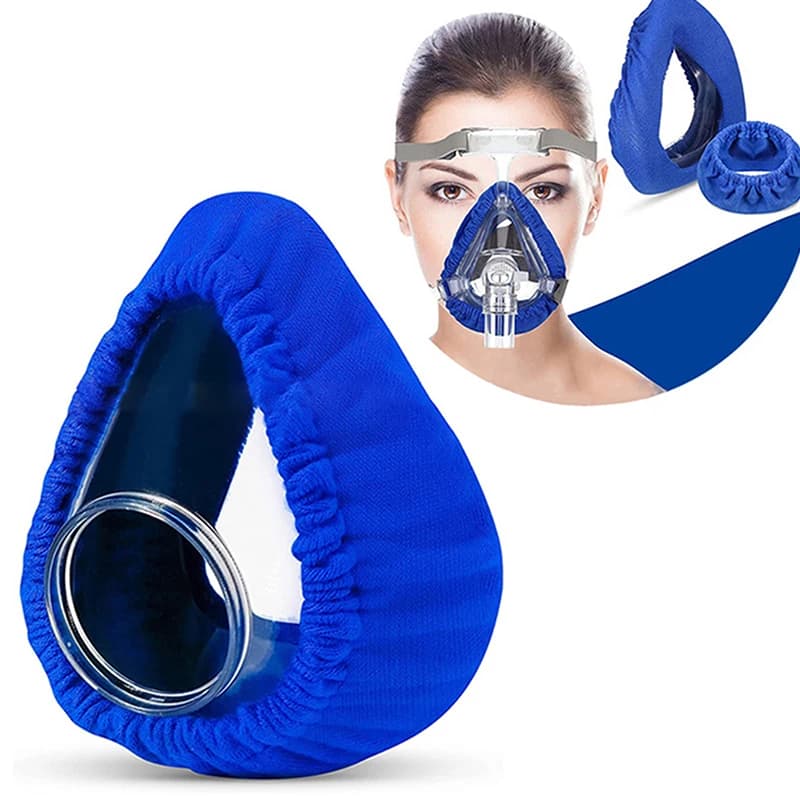 Comfortable cover in reusable fabric for CPAP mask, soft and breathable, to reduce face irritation, accessory to promote sleep