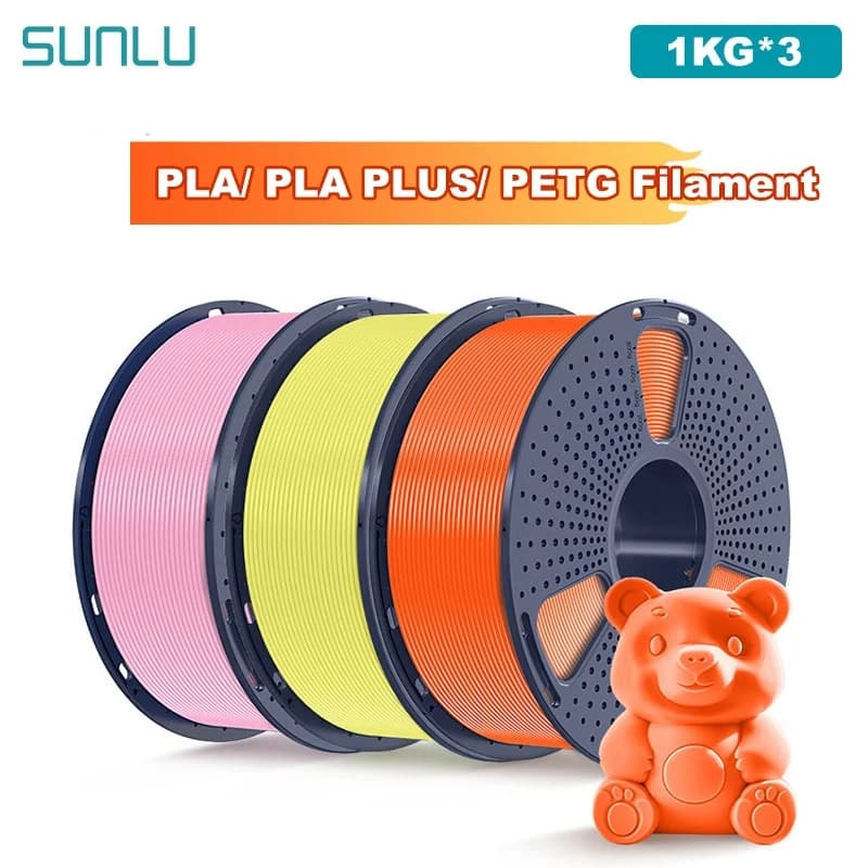 SUNLU 3KG Filament 3D PLA/PLA PLUS/PETG Filamnet 1.75mm 5 Rolls 1KG Filament 3D Printer ordered wrapped for 3D printer