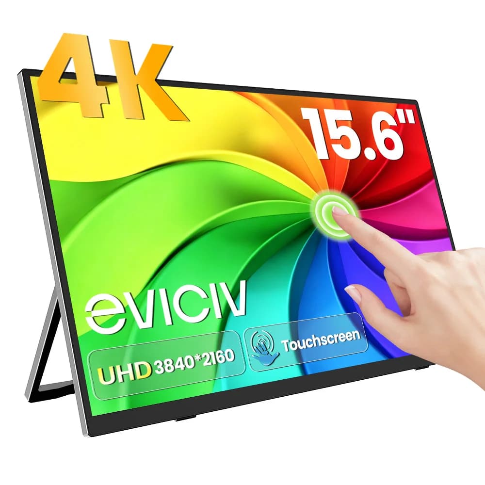 EVICIV 4K Portable Monitor 10-Point Touch Screen 15.7" 100% SRGB Laptop Monitor 3840*2160 UHD 350 Nits Ultra-Slim Monitor USB-C & MINI HDMI VESA & Smart Cover Travel Screen For Computer PC Game Consoles