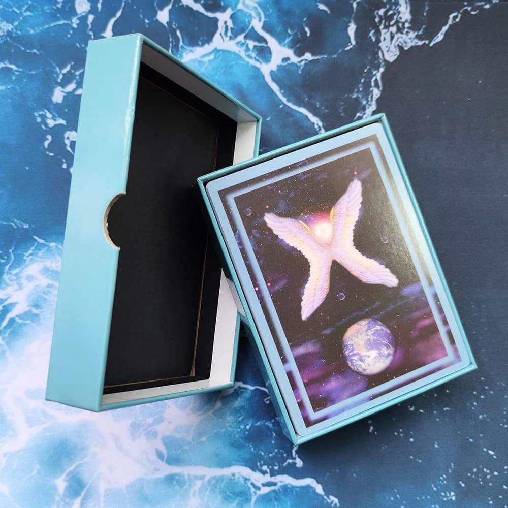 Messaggi con 44 carte dei tuoi angeli Oracle Deck Edizione spagnola - Carte grandi da 12 x 8,7 cm con scatola rigida premium e guida PDF