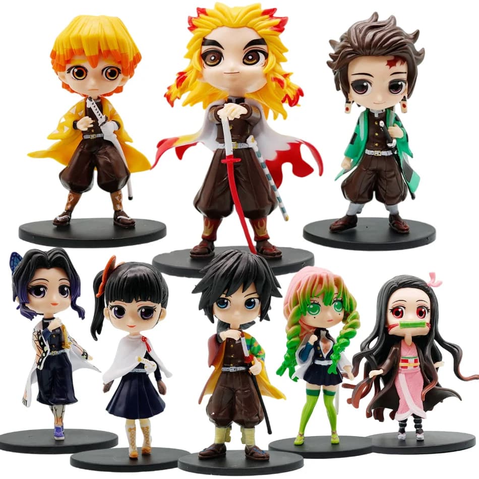 Hot Anime Demon Slayer Blind Box Figure Nezuko Tanjirou Zenitsu Inosuke Kyoujurou Shinobu Giyuu Qposket Model Doll Toy Xmas Gift