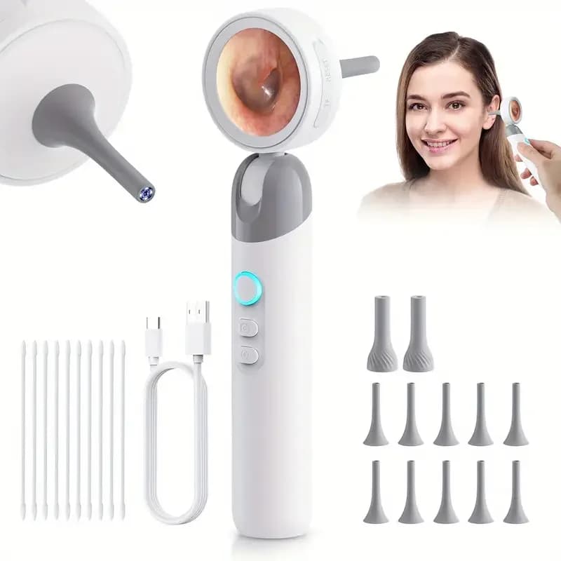 1.38'' headset camera with IPS display and portable 1080P camera ear control inspector for pets with 12 replaceable instrument tips