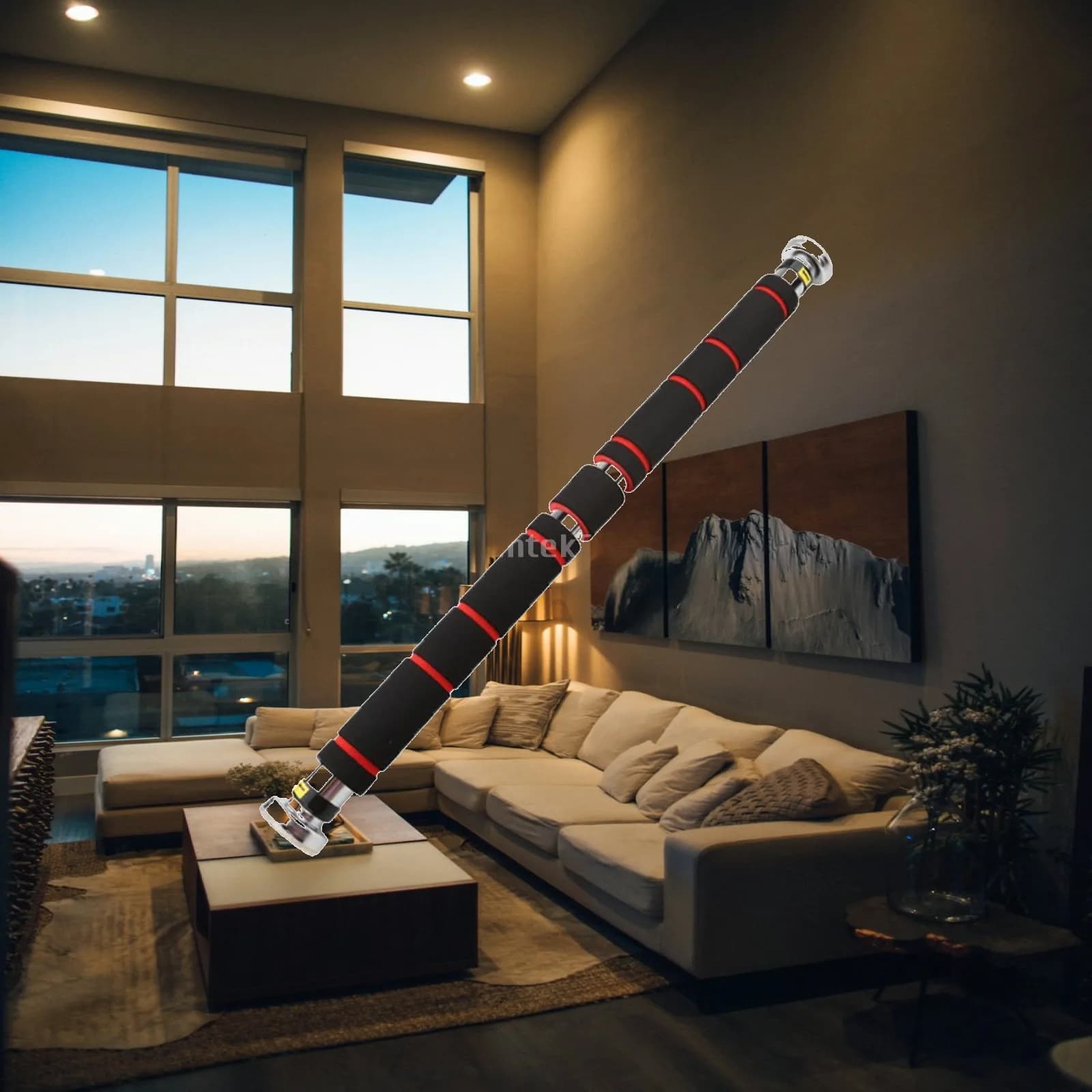 Home Door Pull Up Bar Adjustable Telescopic Fitness Rod Upper Body Workout Equipment for Home Gym Exercises