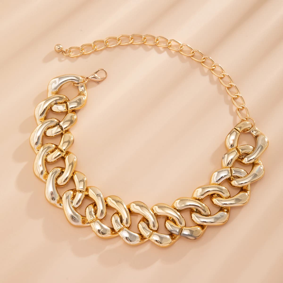 Collana a Catena Spessa Geometrica Esagerata CCB da Donna, Girocollo Creativo con Chiusura Intrecciata, Gioielli Grunge Steampunk da Uomo