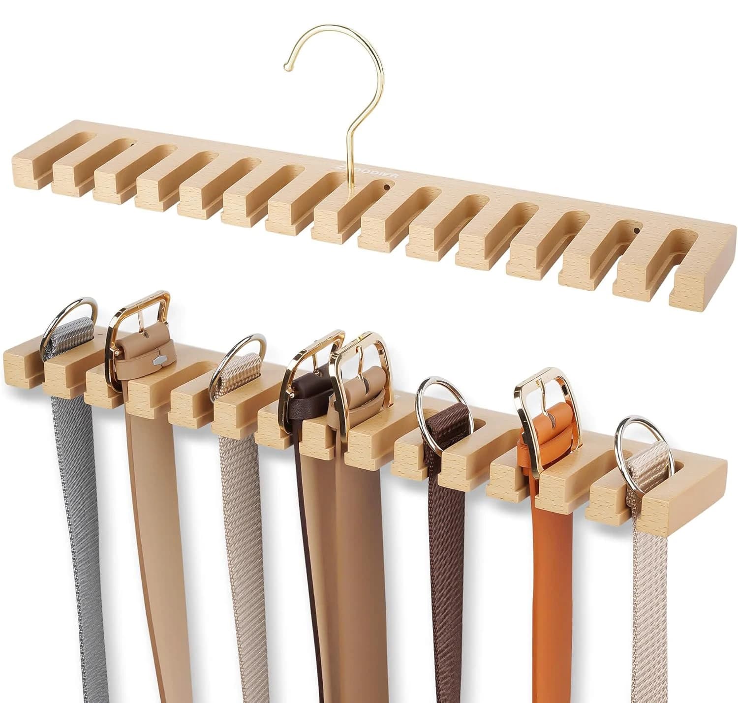 10/14 Hooks Wood Clothes Hanger High Quality Non-slip Belt Hanger Tie Scarves 360° Rotating Storage Household Closet Home
