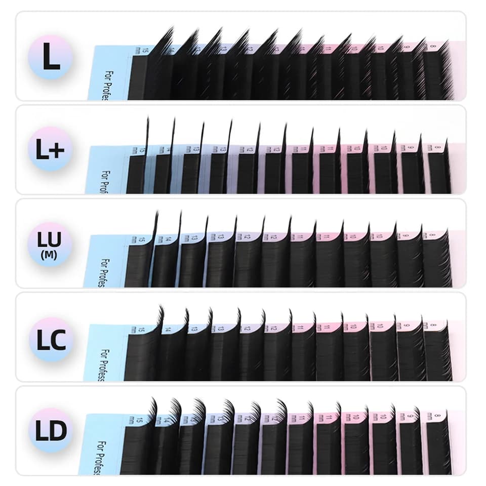 RUJADE L L + LC LD LU(M) Curl Individual Eyelash Extensions Natural Fake Vison Russian Volume Makeup Eyelashes L M Eyelash Supplies