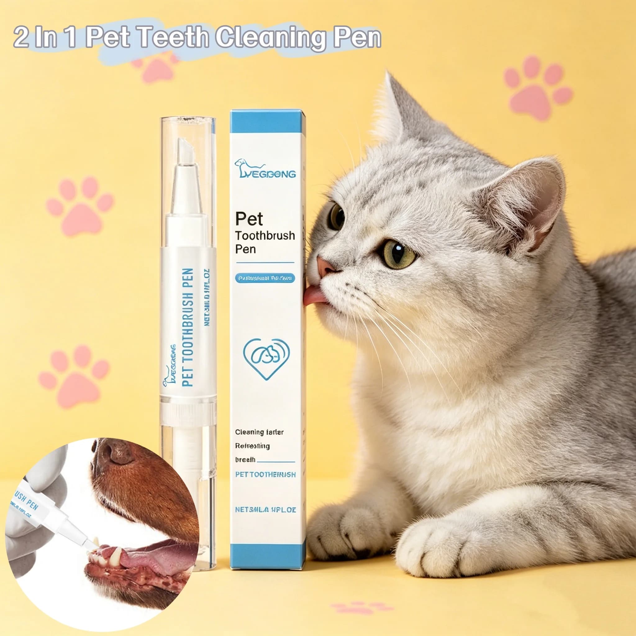 Oral Cleaning Gel Pen For Dogs And Cats Lasting Fresh Breath Remove Dental Stain Reduce Tartar Plaque Pets Tooth Whiten-ing Pens