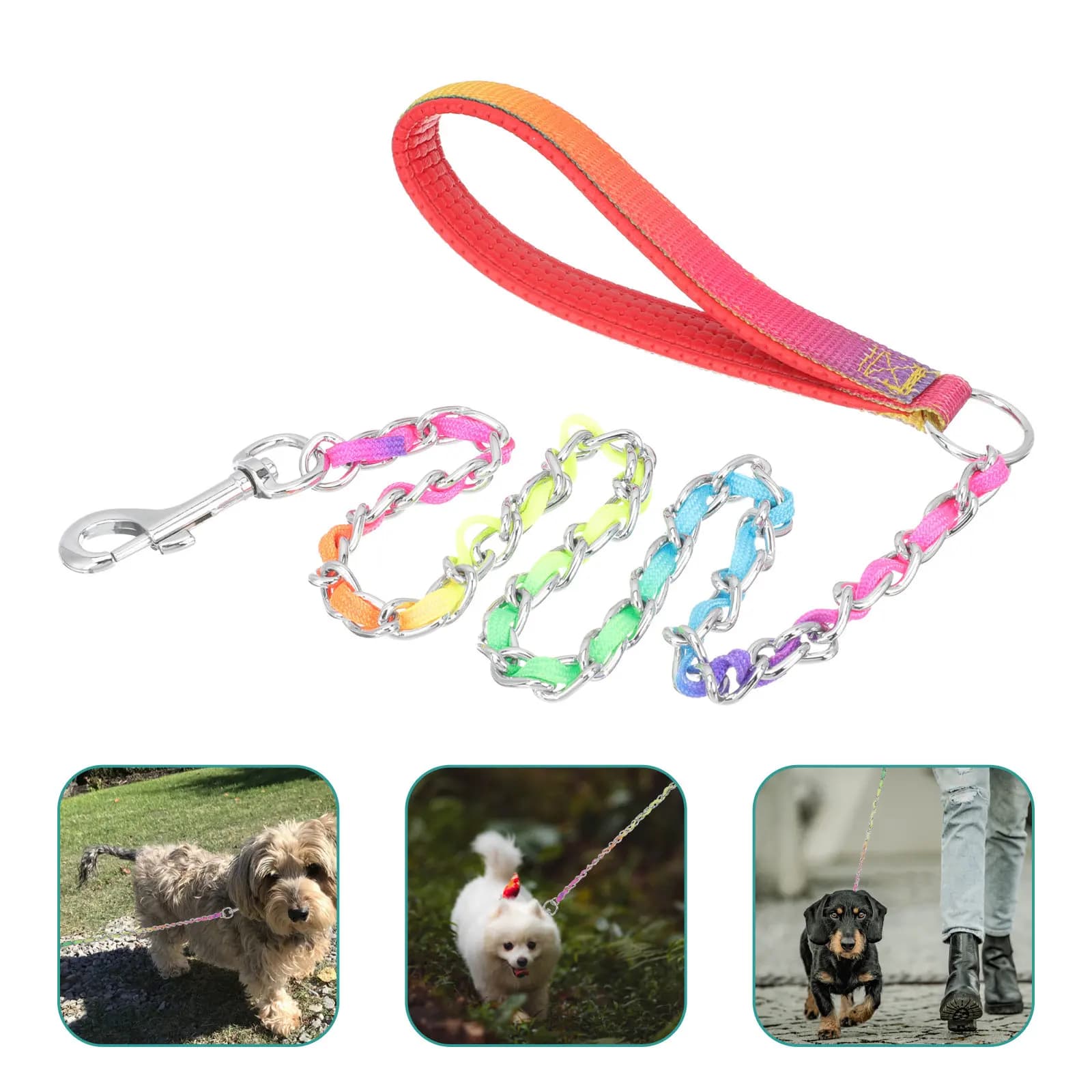 Guinzaglio per Cani Leggero e Portatile in Nylon con Design a Catena Larga per Alleviare la Pressione durante Passeggiate e Corsa all'Aperto