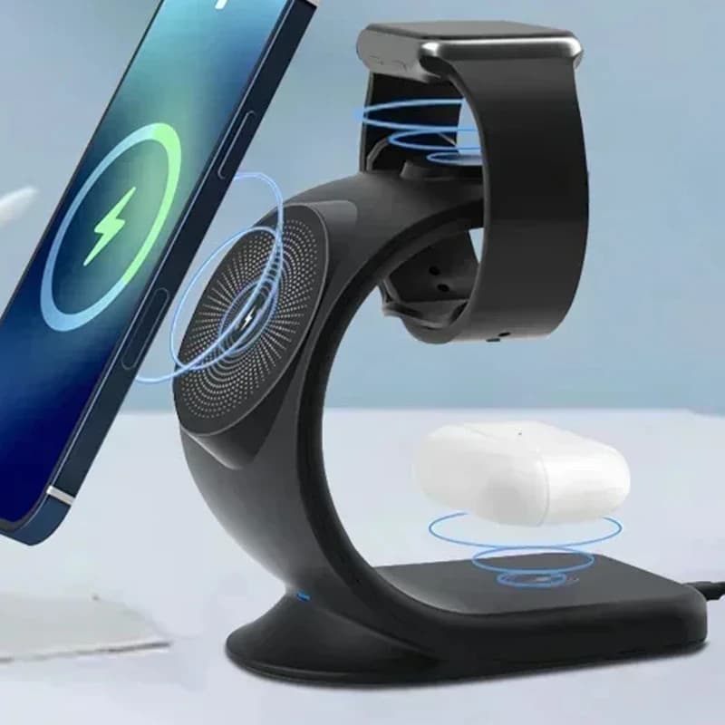 Magnetic Wireless Charger Fast charging station 3 in 1 for Magsafe iPhone 17 16 15 14 Pro Max iWatch 10 9 8 7 6 SE AirPods Pro