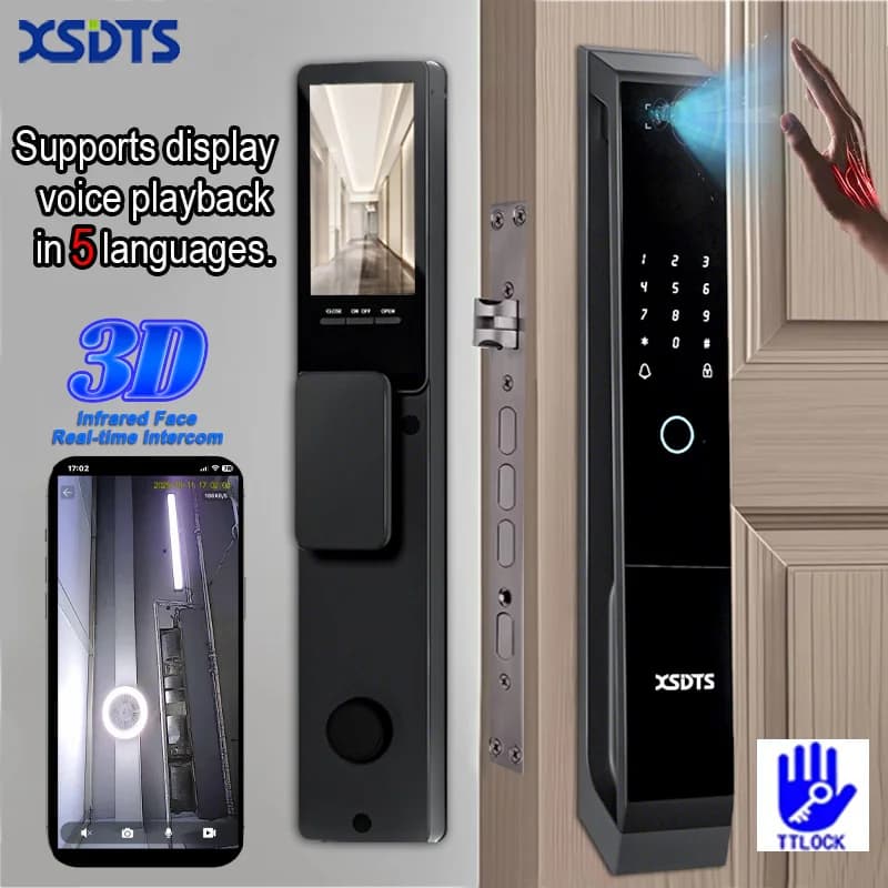XSDTS TT-LOCK APP Citofono vocale Palmar Vein Camera Smart Lock Riconoscimento facciale 3D Impronta digitale Password Smart Door Lock