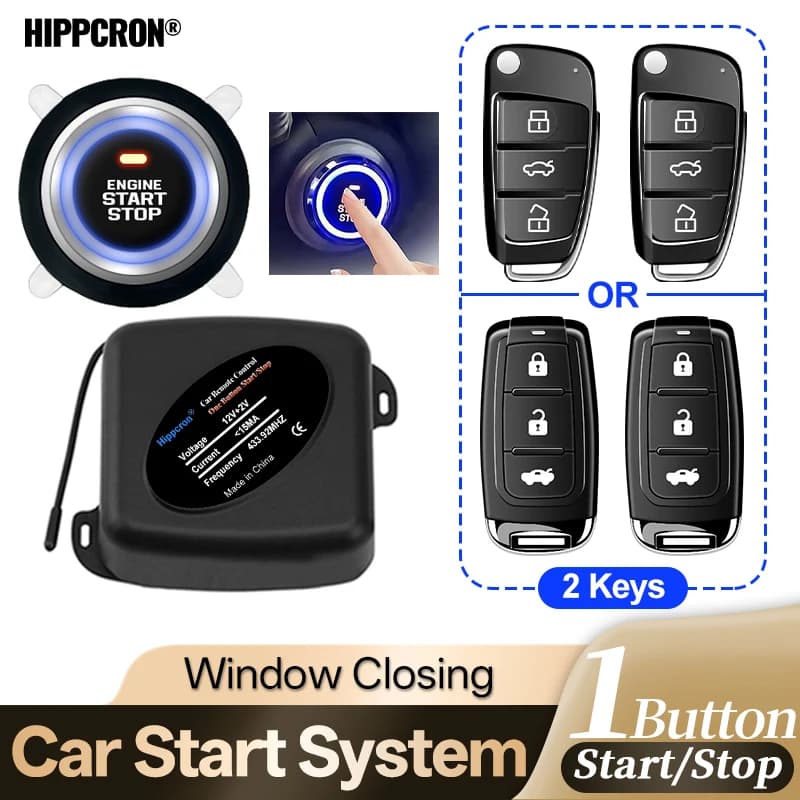 Sistema di accesso senza chiave con telecomando per auto Hippcron, blocco centralizzato delle porte, supporto per il controllo di finestrini e bagagliaio, gadget per auto