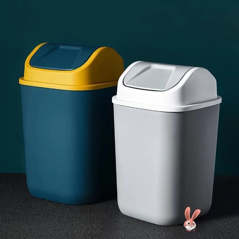 Cestino per Rifiuti con Coperchio a Battente Semplice, per Casa, Camera da Letto, Bagno, Ufficio, Soggiorno, Cestino Porta Carta, Contenitore per Rifiuti 12L a Forma di Vasca Lunga