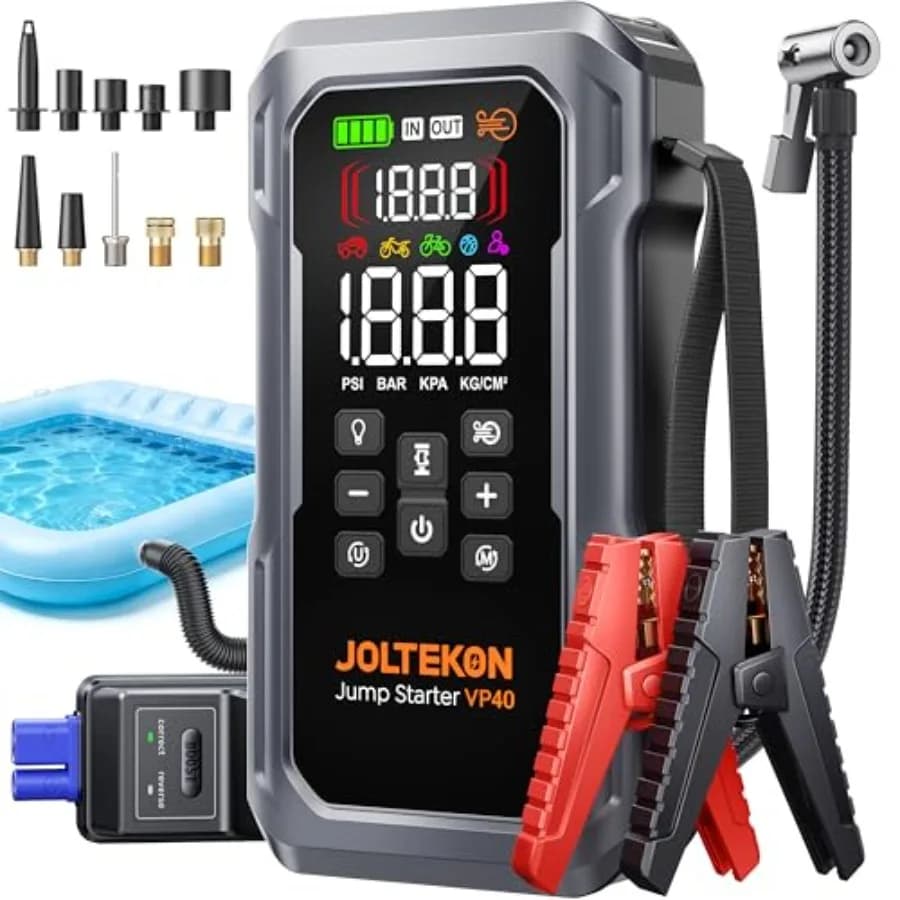 Avviatore di emergenza per auto con compressore d'aria per veicoli a benzina/diesel, in plastica ABS nera, corrente di picco 6000A, pressione 160PSI