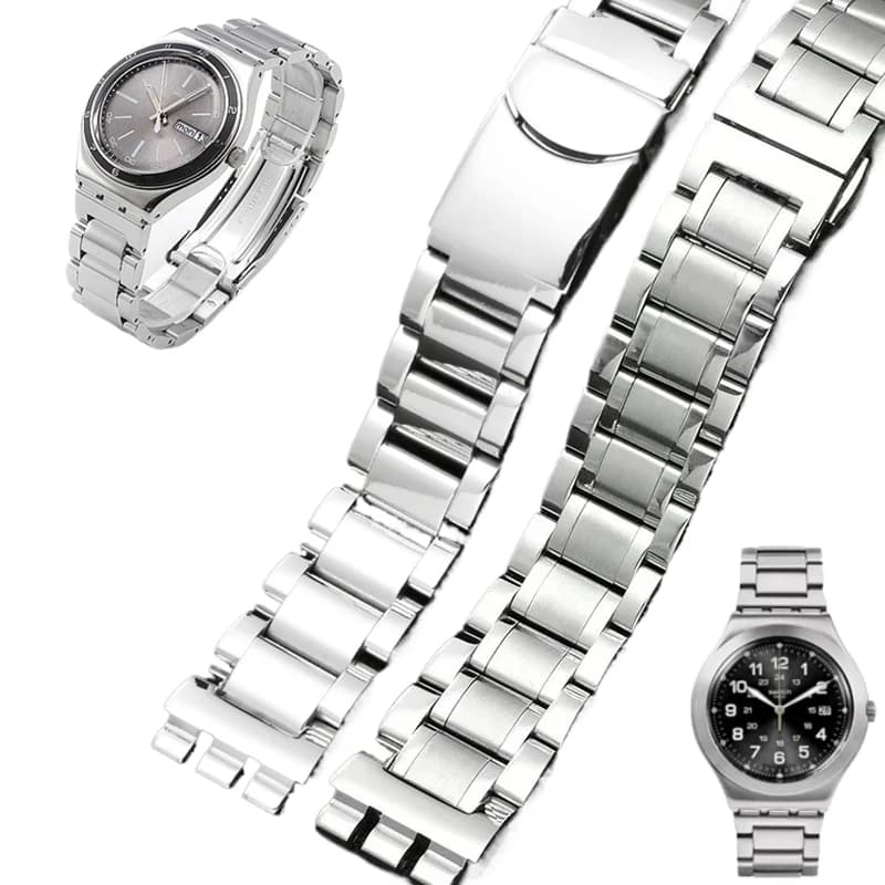 Men Women 17mm 19mm 21mm Metal Strap Stainless Steel Watchband For Swatch Ycs Yas Ygs Ceramic Watch Chain Bracelet accessories