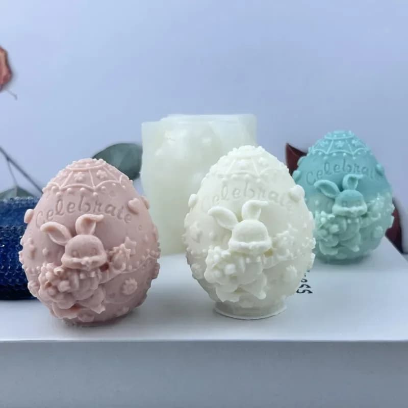 Stampo in Silicone 3D a Rilievo Coniglio Pasquale per Candele, Ultimi Modelli 2026, Stampo a Forma di Uovo per Artigianato Fai da Te, Gesso, Resina e Cemento