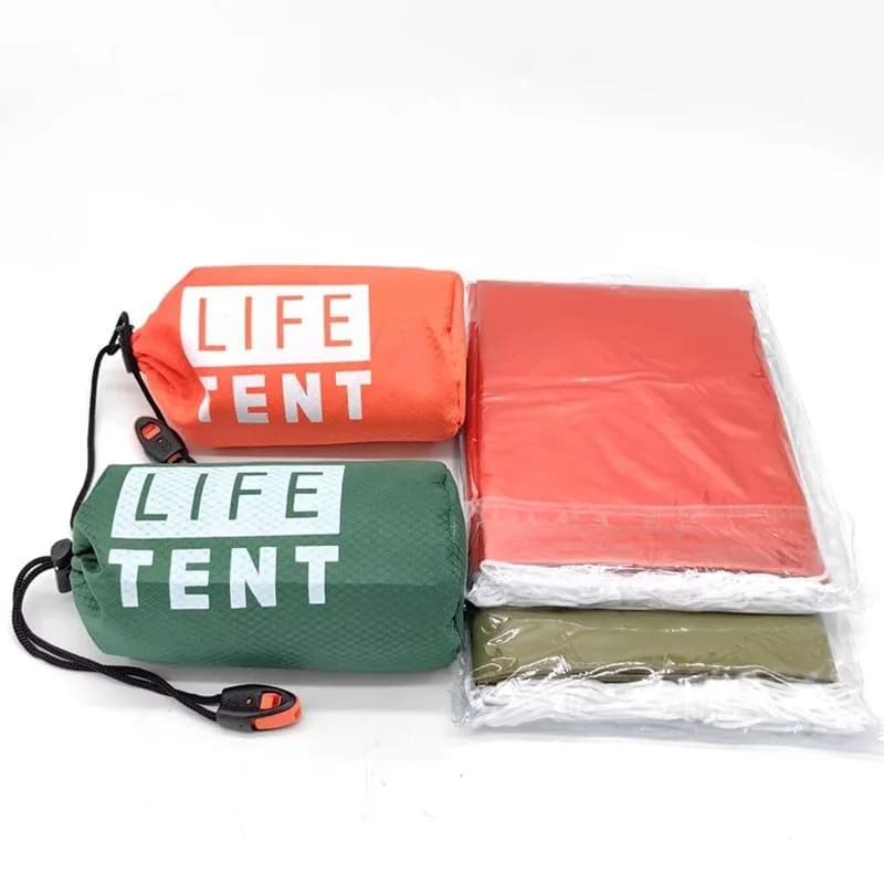 Personal Emergency Thermal Tent in Mylar, Waterproof Refuge for Exterior, SOS Cover for Sleeping, Reusable Survival Kit
