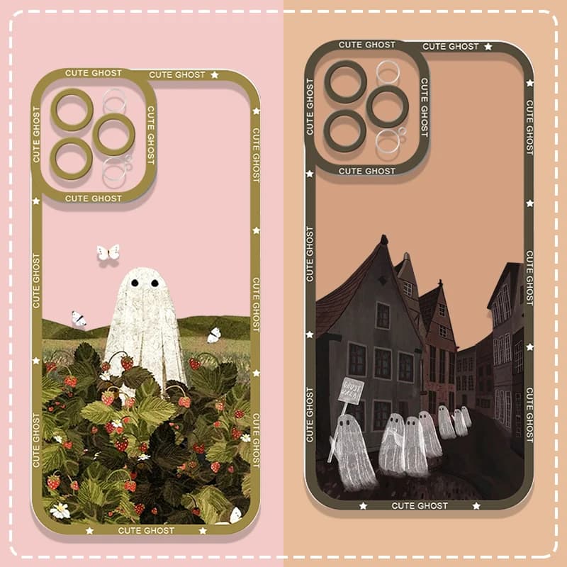 Custodia per telefono simpatico cartone animato piccolo fantasma per Xiaomi 13T 14T 11 10 Pro Plus Redmi Nota 14 PRO 13C 12 Poco F5 X7 Lite Cover morbida trasparente
