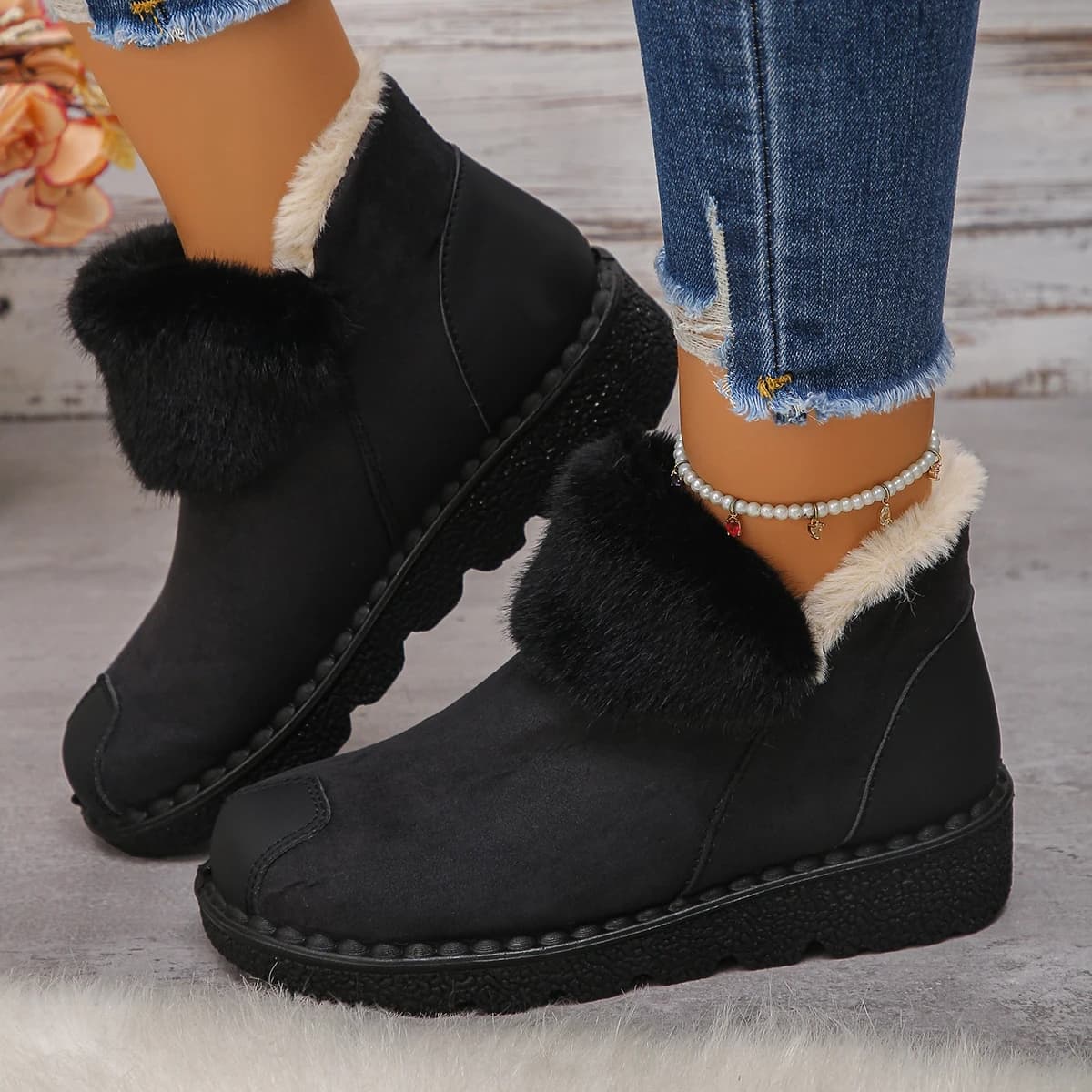 2025 donne calde stivaletti da neve appartamenti comodi stivaletti nuovi inverno moda pelliccia peluche scarpe scamosciate donna Zapatos De Mujer