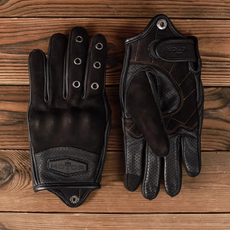 Guanti da equitazione per moto da escursionismo da arrampicata in pelle vintage MR MOTOR Guanto da moto con armatura antigraffio per uomo donna ATV estivo