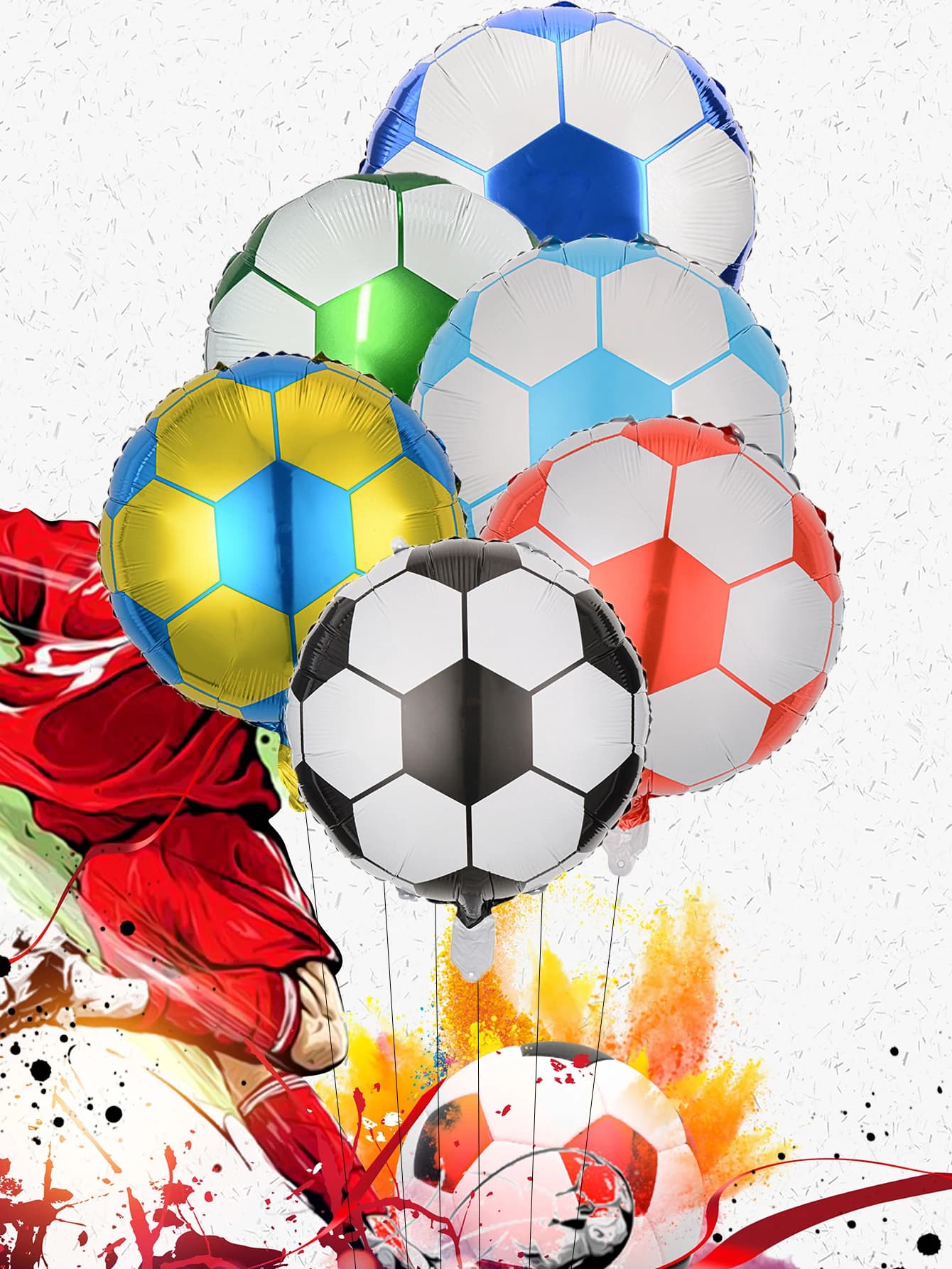 6 pezzi da 18 pollici palloncini foil calcio palloncino a elio calcio festa a tema calcio tifosi di calcio decorazioni per feste di compleanno