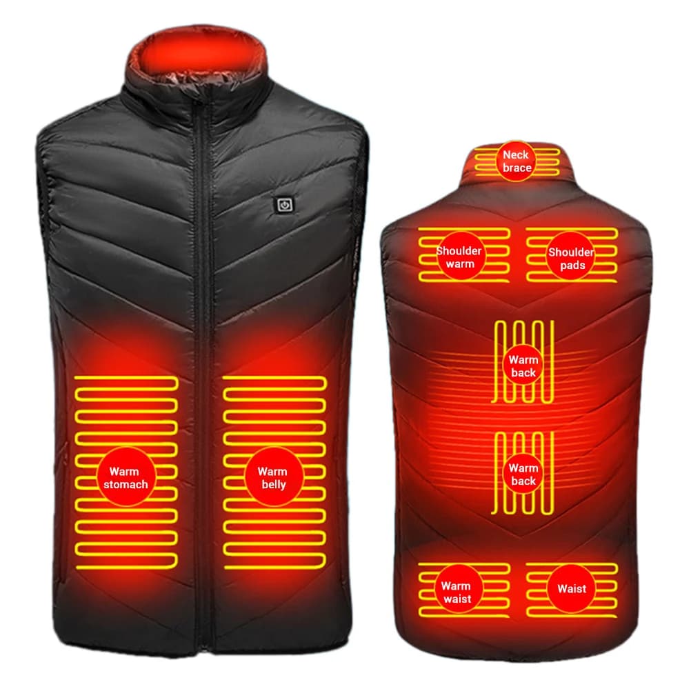 Winter USB Electric Heated Vest Heating Waistcoat Thermal Warm Jacket Electric Body Warmer for Men Women Warm Heated Jacket