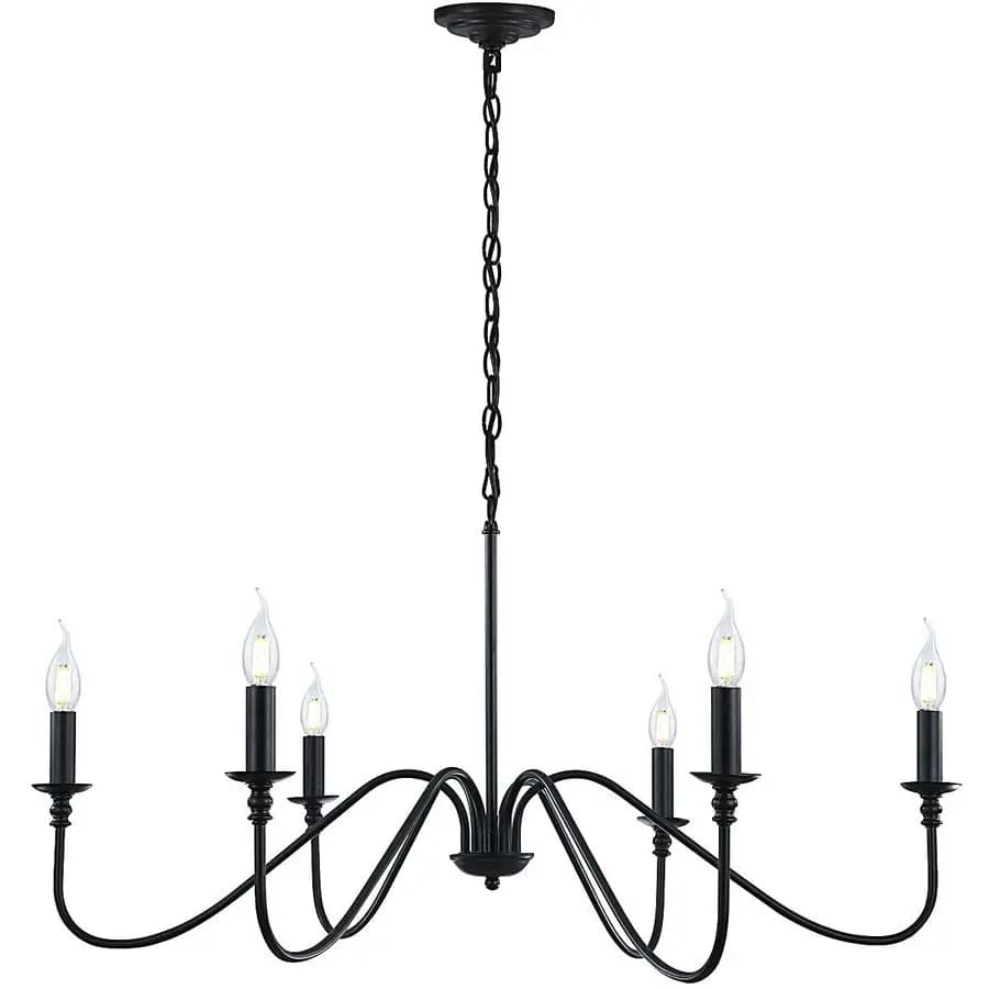 6 Lights Iron Style Industrial Rustic Lighting, Dining Room Lighting, Candle Suspension Lamp for Corridor, Living Room